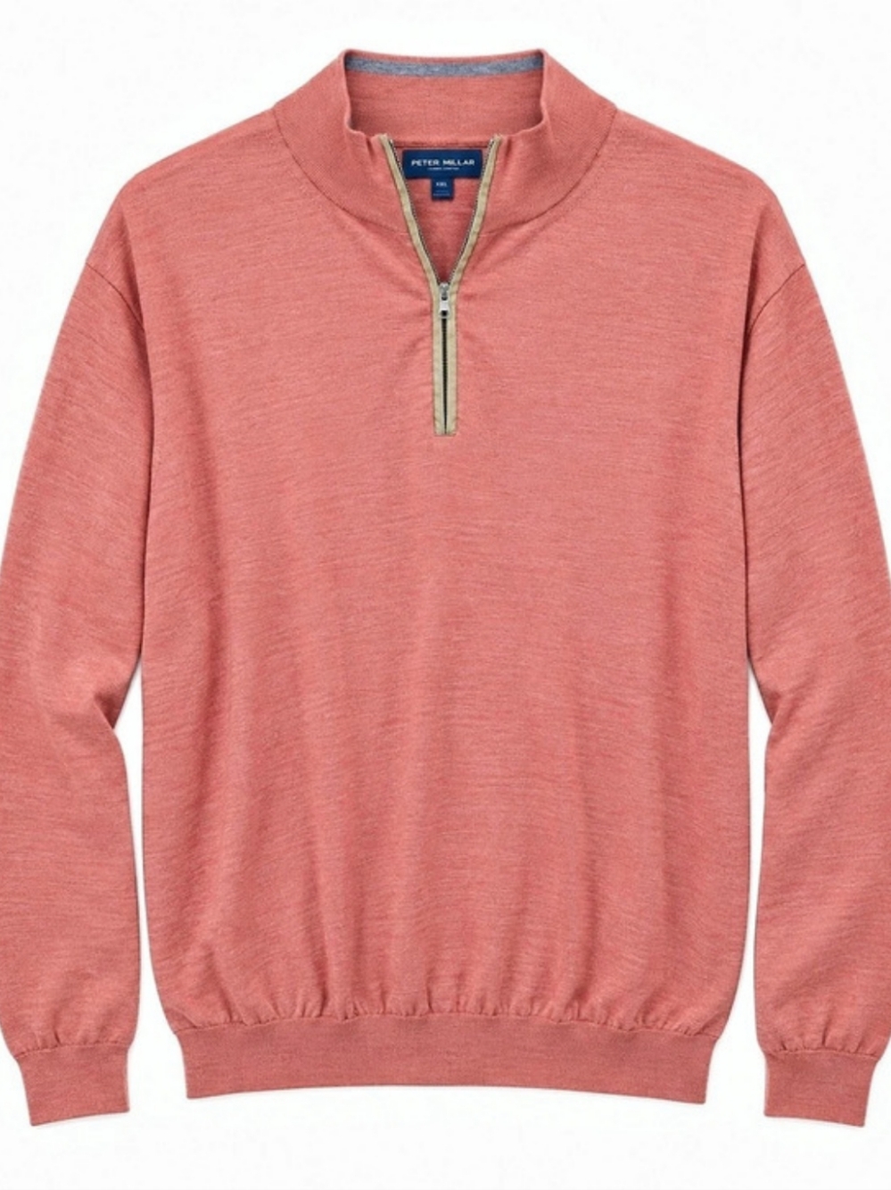 Peter Millar Excursionist Flex Merino Wool Quarter-Zip in Coral Size XXL Like